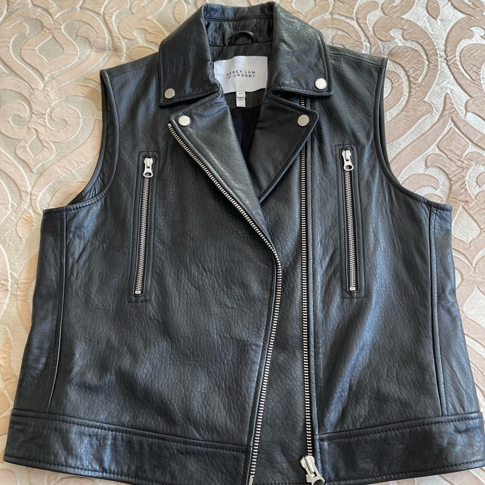 Derek Lamb 10 Crosby Black genuine leather moto vest